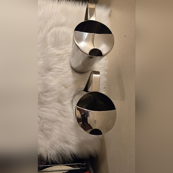 2 Vintage Modern Style Slanted Top Pitcher Stainless Steel Barware 10” Tall - Picture 3 of 8